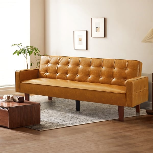 Sofa Bed Couch Faux Leather Loveseat Sofa Convertible Modern Futon