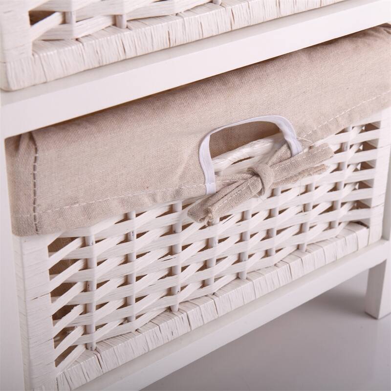 Storage Nightstand with Two Removable Baskets and Tall Legs