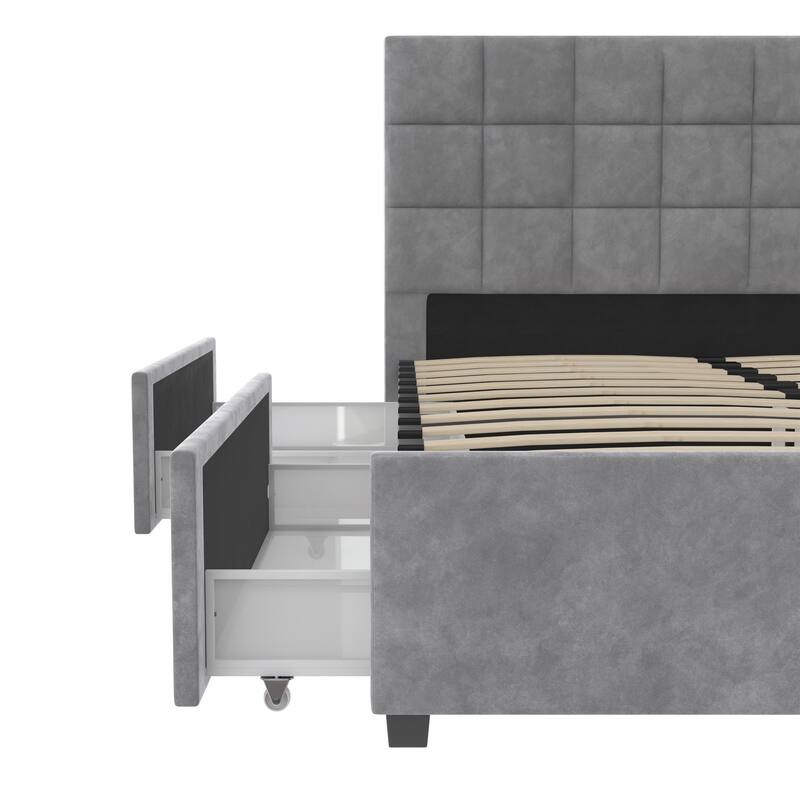 CosmoLiving Serena Upholstered Bed with Drawers