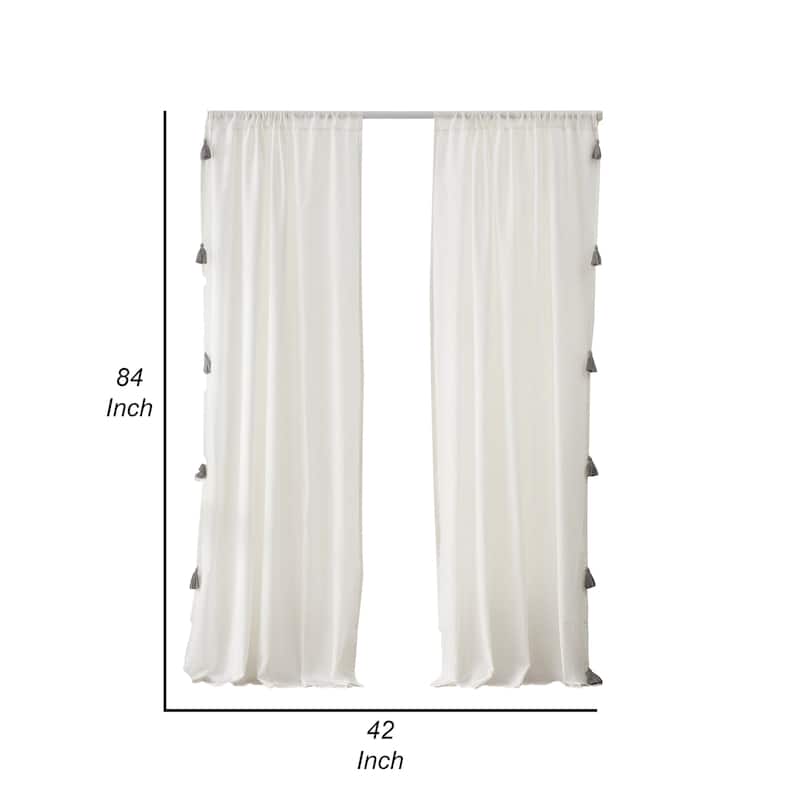 Xumi 4 Piece Window Curtain, 2 Panels with Tie Backs, Antique White Finish