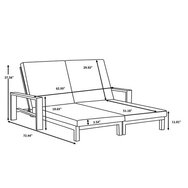 Benton Modern Aluminum Lounge Outdoor Double Chaise with Cushion - N/A