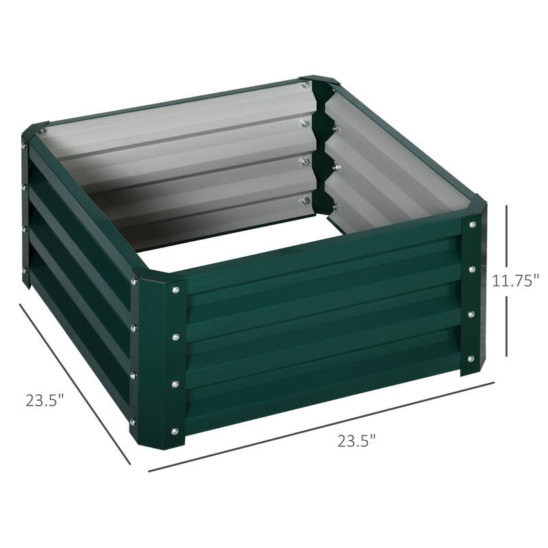 Outsunny 2' x 2' x 1' 2-Piece Raised Garden Bed Box with Steel Frame for Vegetables, Flowers, & Herbs, Green