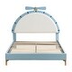 preview thumbnail 3 of 3, Full Size Upholstered Platform Bed with Alarm Clock Shaped Headboard