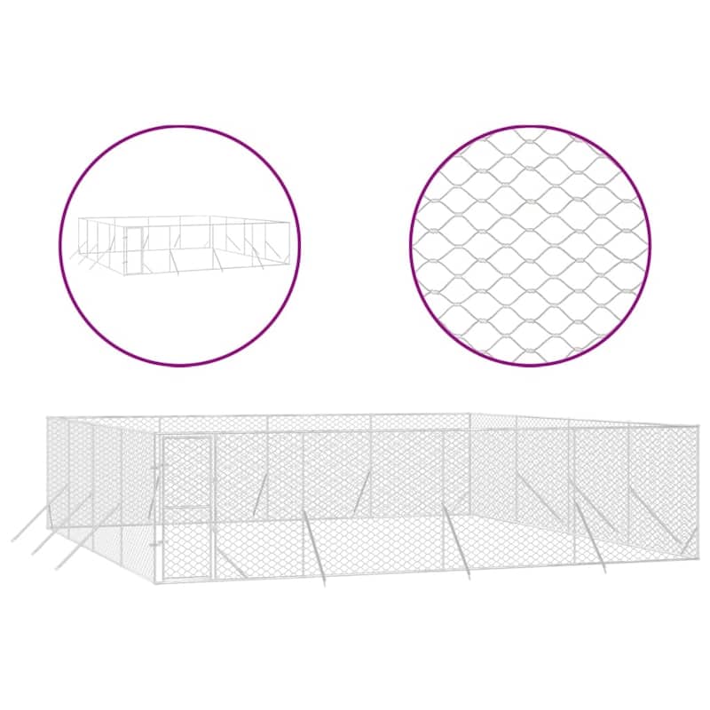 vidaXL Outdoor Dog Kennel Silver Multi-Size Galvanized Steel