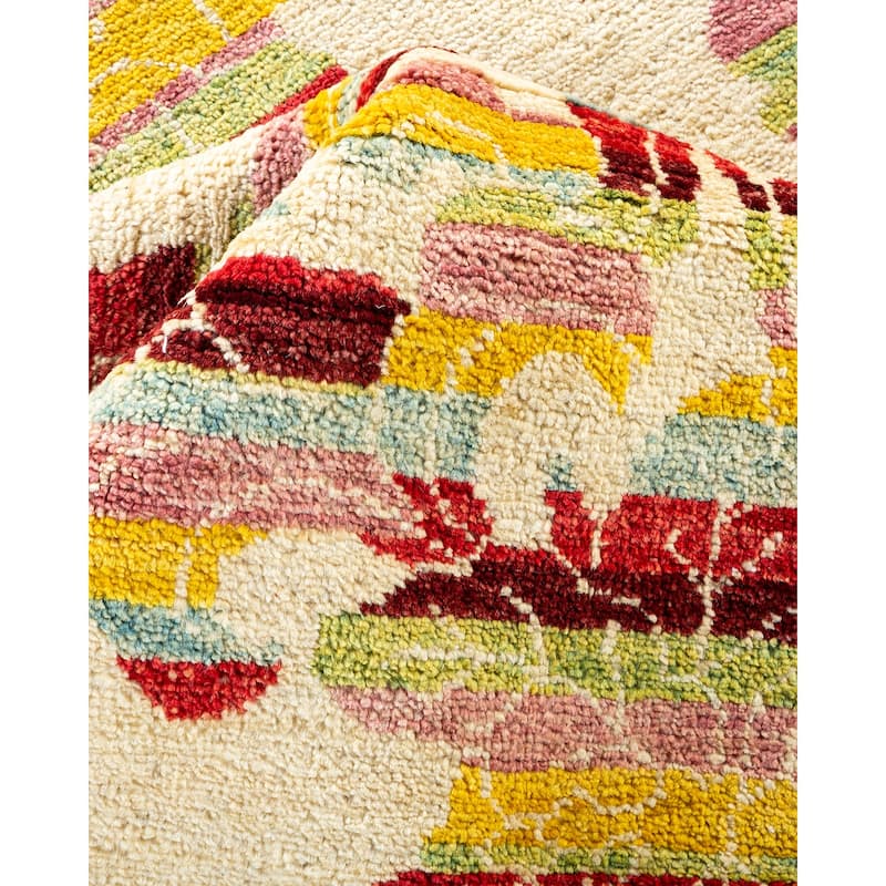 Overton Hand Knotted Wool Vintage Inspired Modern Contemporary Arts & Crafts Ivory Area Rug - 9' 1" x 11' 9"