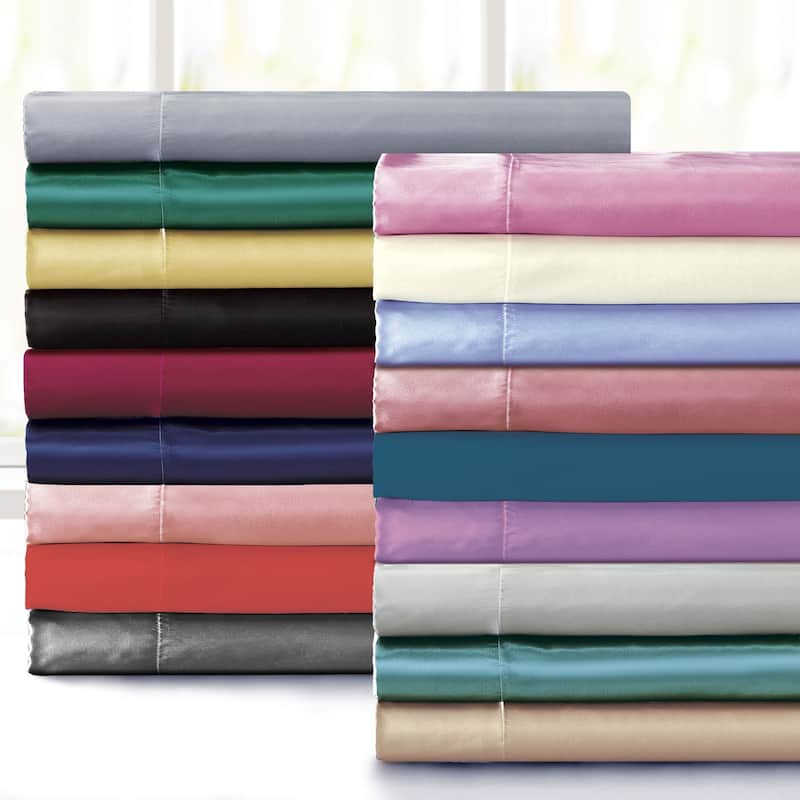 Bibb Home Silky Satin 4 Piece sheet set - Twin - Pink