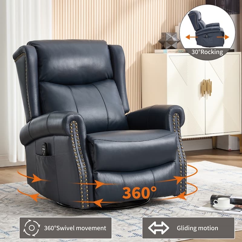 Heat Massage Manual Recliner Chair with Rocker and Swivel in Fabric