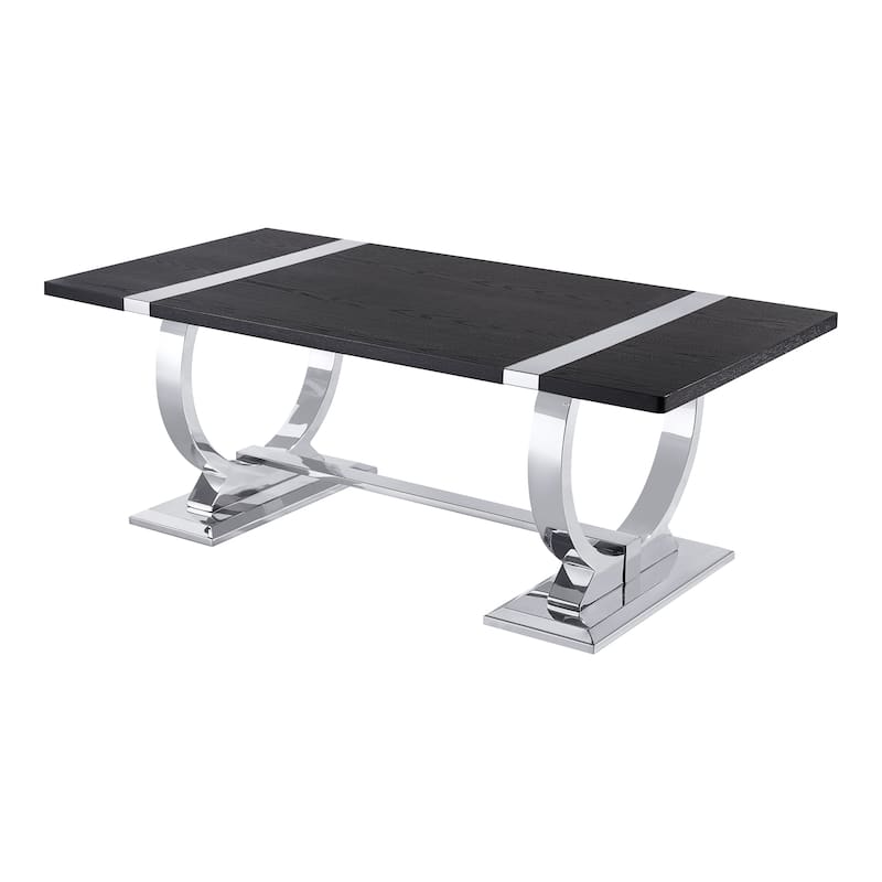 Furniture of America Carra Modern Stainless Steel O-Shaped Trestle Base Coffee Table
