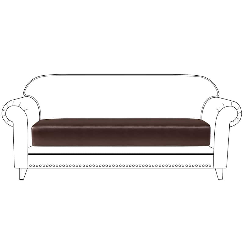 PU Stretch Cushion Cover Couch Cushion Slipcover Sofa Protector - 3 seater: 20-28 x 59-66 x 1-10 in - Brown