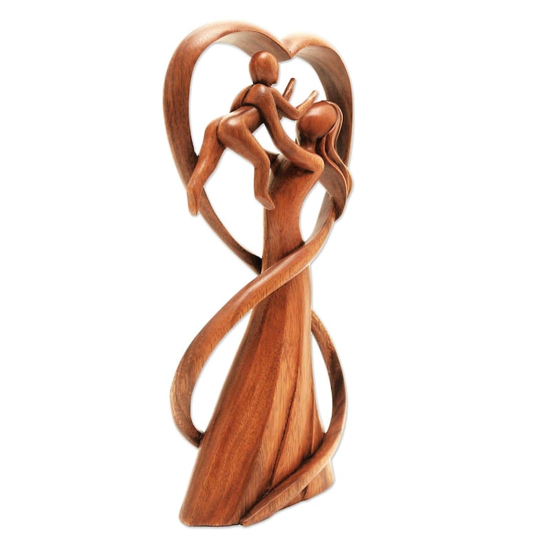 Novica Handmade Reunion Wood Statuette - 11.5 H * 5.5 W