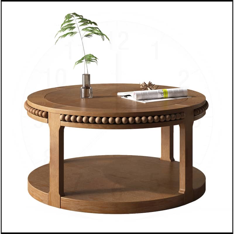 31.5 Inch Round Solid Wood Coffee Table & Sofa Table