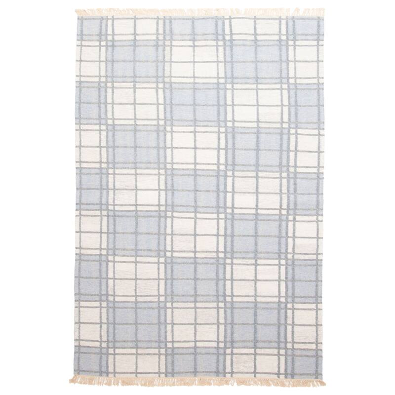 ECARPETGALLERY Flat-Weave Ankara FW Slate Blue Wool Kilim - 5'1 x 7'10