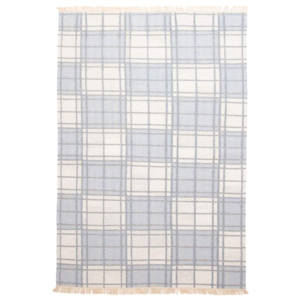 ECARPETGALLERY Flat-Weave Ankara FW Slate Blue Wool Kilim - 5'1 x 7'10