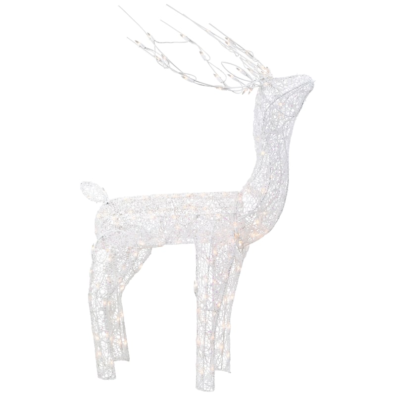48-Inch Lighted White Mesh Buck Outdoor Christmas Decor Clear Lights