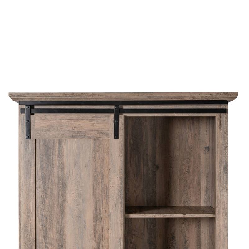 Farmhouse Storage Cabinet with Adjustable Shelves and Sliding Barn Door - 16.75"D x 36.25"W x 68"H