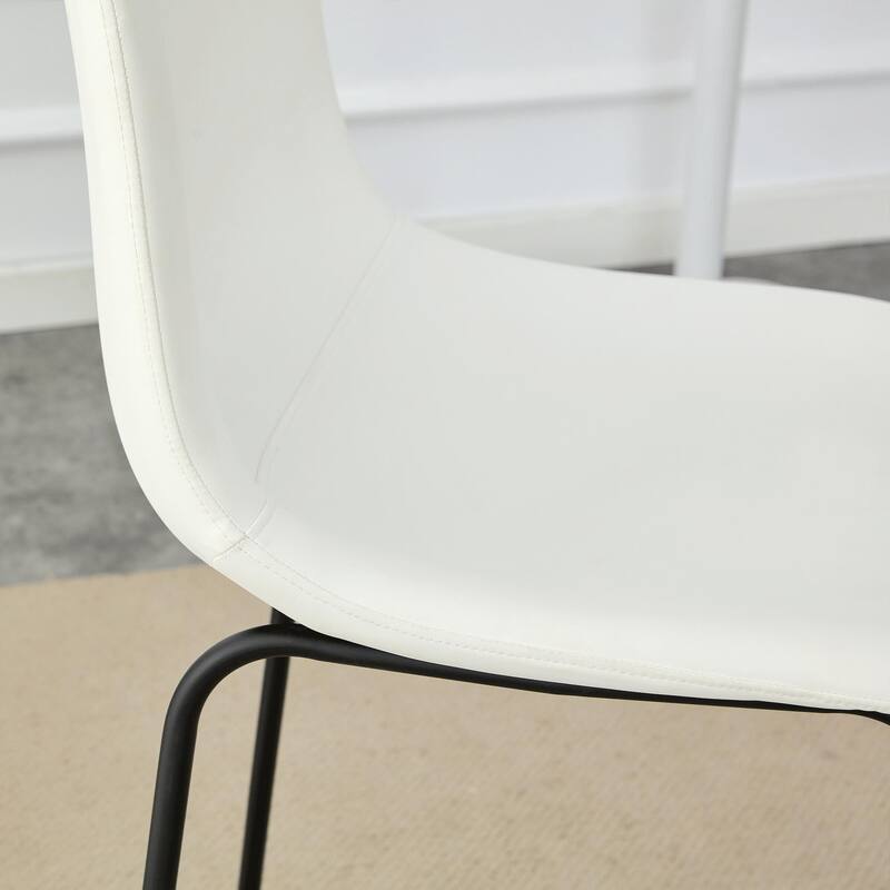 PU Leather Bar Stools Set of 2, Counter Height Bar Stools with Back and Footrest, Kitchens Island Chair with Metal Legs