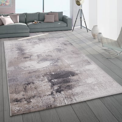 Abstract Area Rug with Modern Color Pattern in Beige Grey