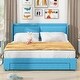 preview thumbnail 2 of 16, Modern Queen Size Upholstered Hydraulic Platform Bed with 2 Drawers - Large Storage Space, Metal Construction