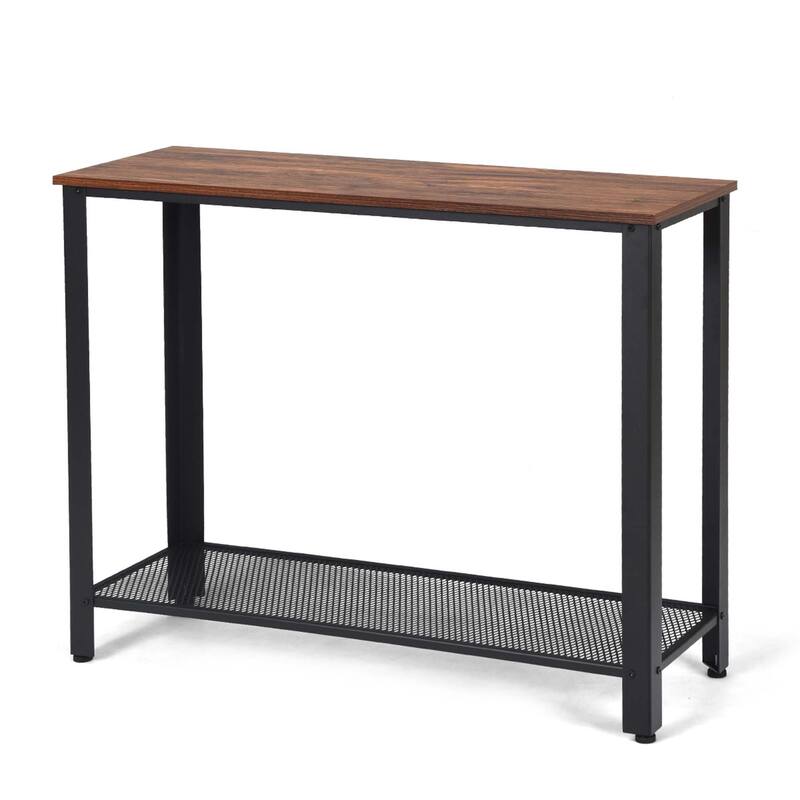 Console Sofa Table W/ Storage Shelf Metal Frame Entryway Table - Black