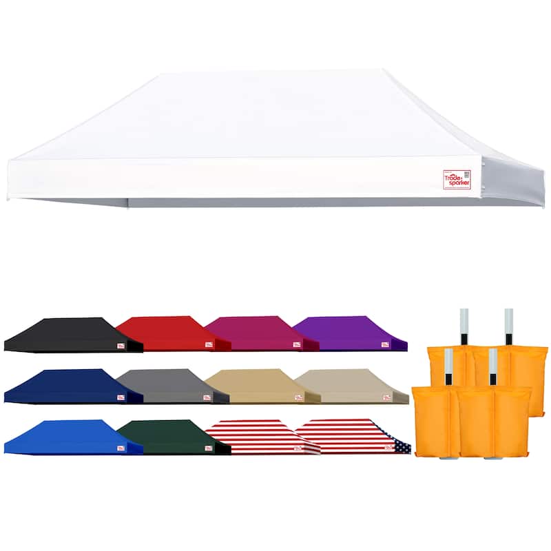Tradesparker Commercial Canopy Replacement Top Windproof with Sand Bags - White - 10x20ft