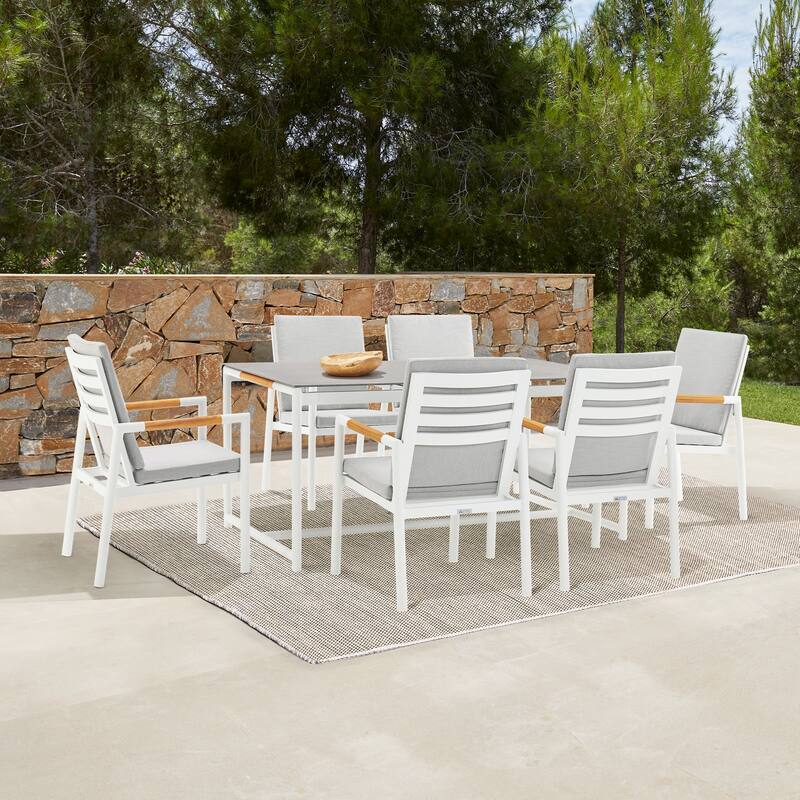 Royal Aluminum and Solid Teak Wood Outdoor Patio Dining Chairs - Set of 2