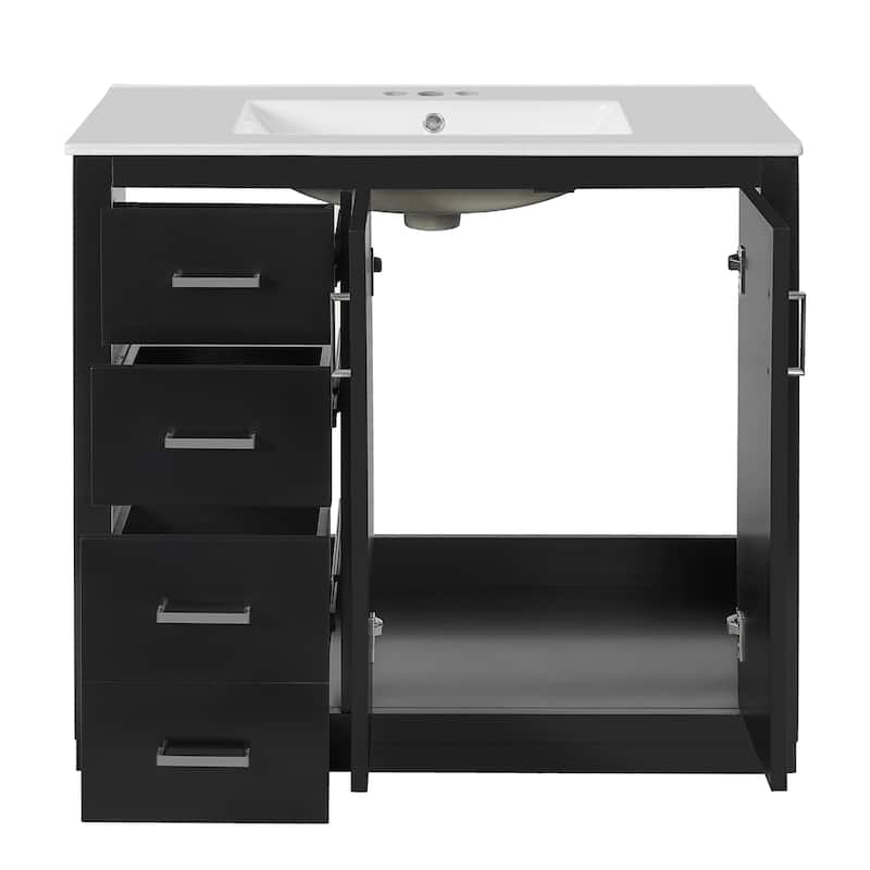 36" Single Sink Bathroom Vanity Bathroom Storage Cabinet with 3 Drawers