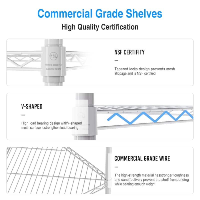6-Tier Heavy Duty Corner Shelf, Adjustable NSF-Certified Metal Rack for Bathroom/Kitchen/Office