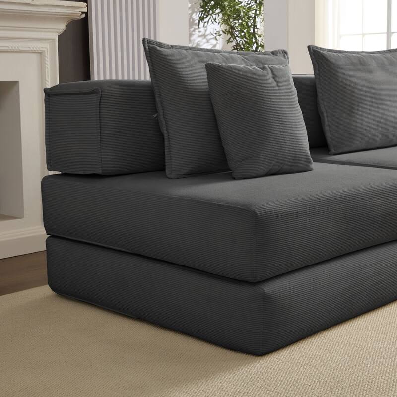 118.2" Modular L-Shaped Oversized Upholstered Sectional Sofa Set with 6 Pillows