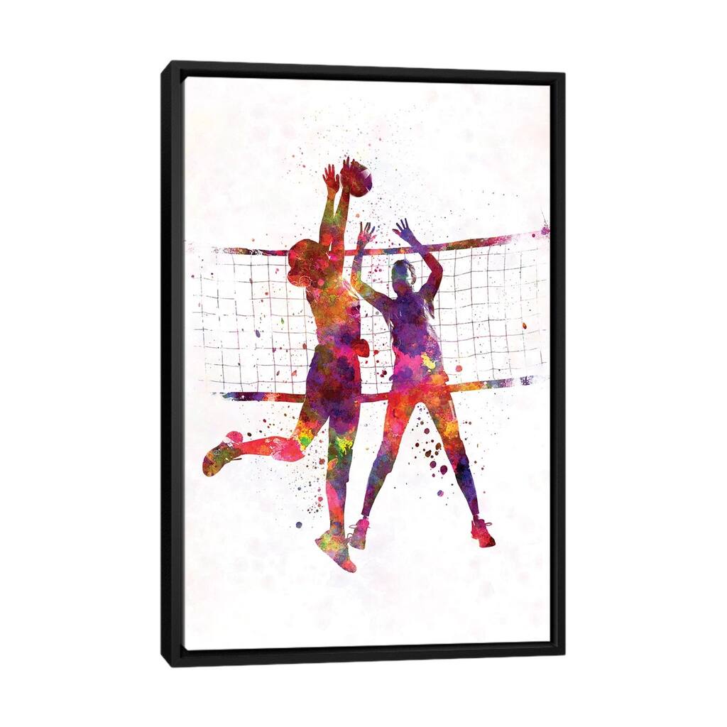 iCanvas "Women Volleyball Players In Watercolor" by Paul Rommer Framed Canvas Print