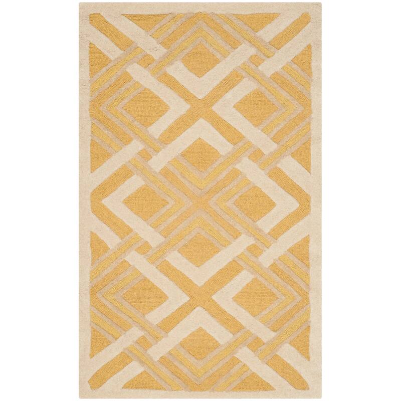 Martha Stewart by SAFAVIEH Handmade Woven Lattice Wool Rug - 3' x 5' - Gold/Ivory