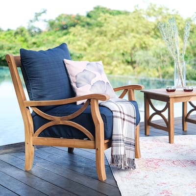 Lowell Teak Patio Lounge Chair with Cushion by Havenside Home