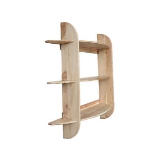 Acacia Wood Wall Shelf with 3 Shelves, Natural - 39.3"L x 8.8"W x 39.3"H