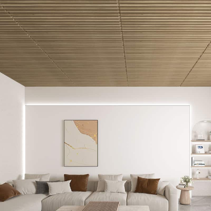 Art3d PVC Drop Ceiling Tiles,Slat Design Wall Panels,2X4 ft,12Pcs