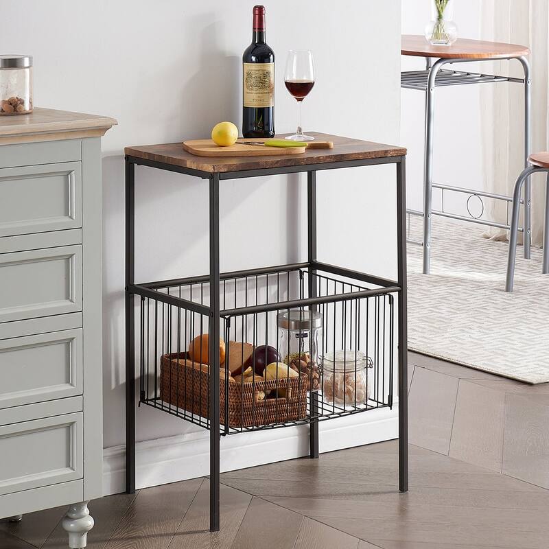 Javlergo Modern Side End Table with Storage Mesh Basket