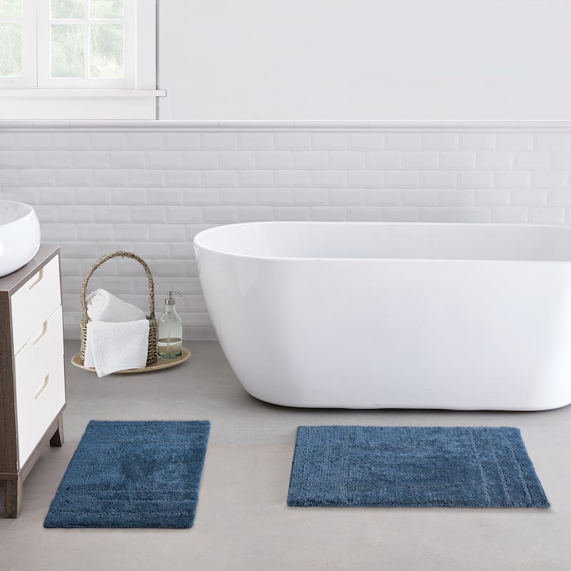 Anne Klein 2 Piece Reverie 100% Cotton Bath Rug Set