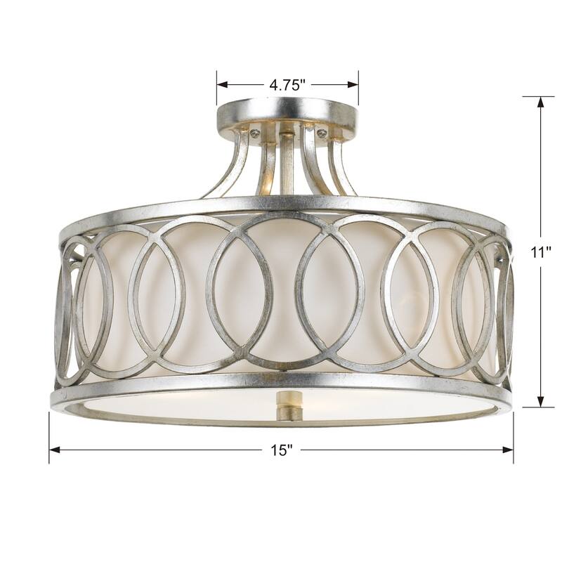 Libby Langdon for Crystorama Graham 3 Light Antique Silver Ceiling Mount - 15'' W x 11'' H