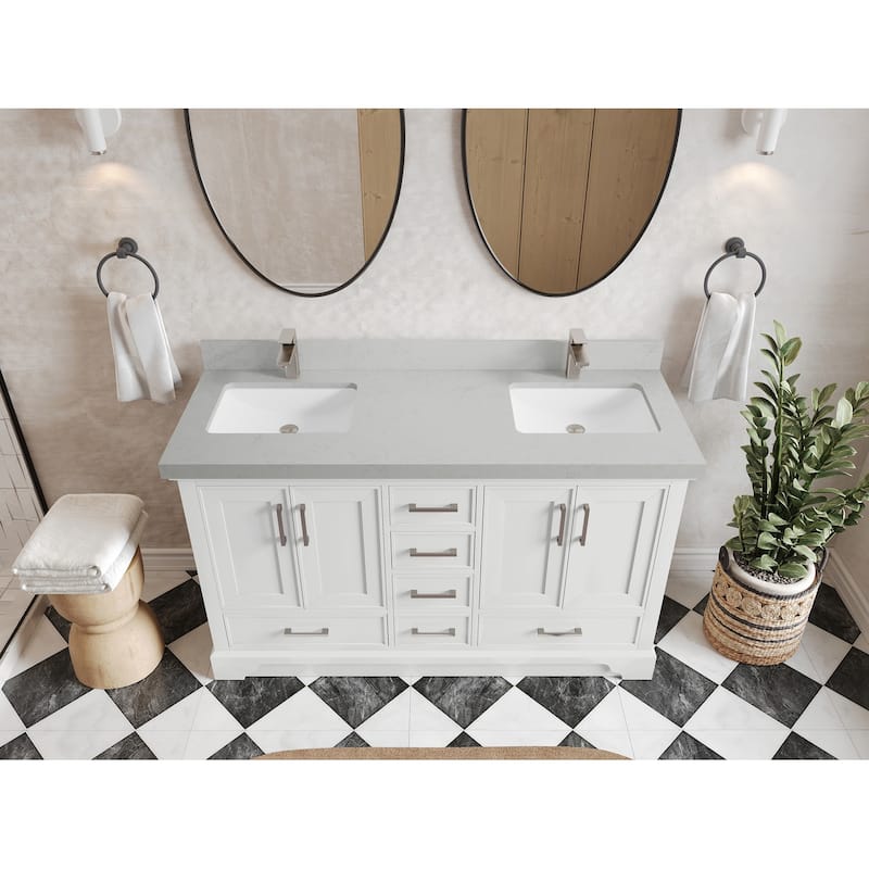 Willow Collections 60 in. W x 22 in. D Charlotte Double Sink Bathroom Vanity with Countertop