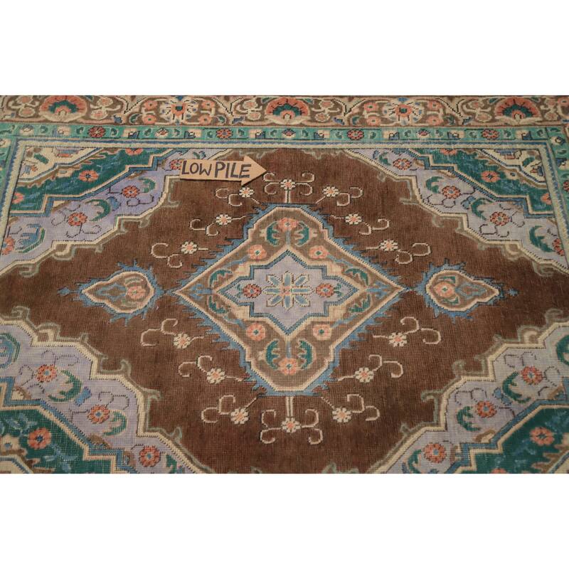 Hand Knotted Oriental 100% Wool Carpet Traditional Floral Brown Tabriz Area Rug - 6' 6'' X 4' 7''