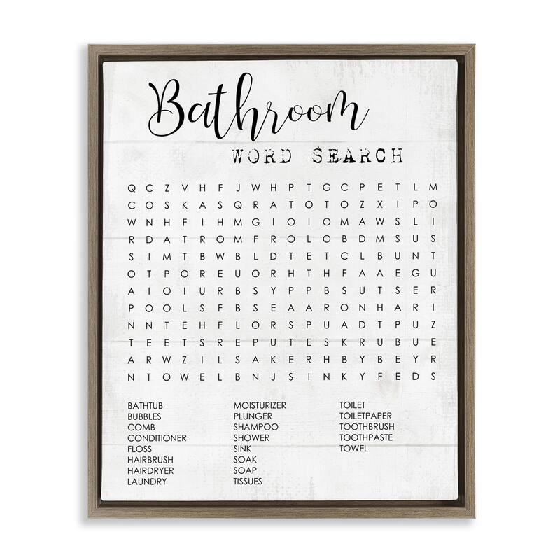 Stupell Bathroom Word Search Fun Family Word Design Floater Frame - Black