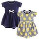 preview thumbnail 1 of 0, Touched by Nature Baby and Toddler Girl Organic Cotton Short-Sleeve Dresses 2pk, Lemons 3T - Baby Toddler Lemons Short Sleeve