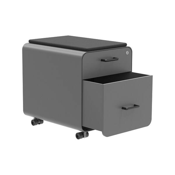 Shop Monoprice Round Corner 2 Drawer File Cabinet Gray Lockable