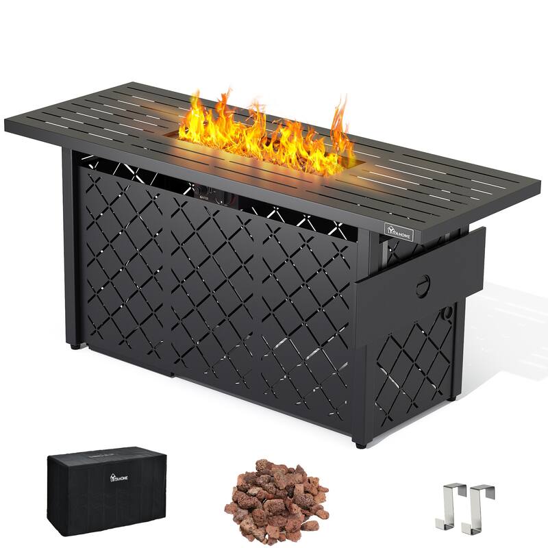 Moasis Metal 57 inch Patio Propane Gas Fire Pit Table 50000 BTU Firepit