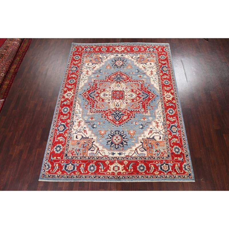 Vegetable Dye Heriz Serapi Oriental Area Rug Hand-knotted Wool Carpet - 8'4" x 11'0"