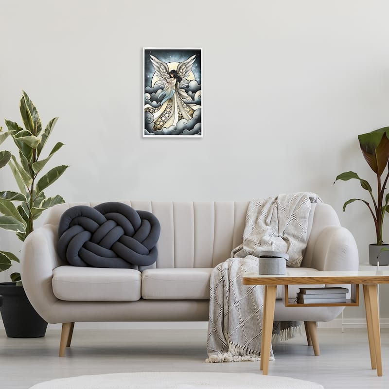 Stupell Classic Angel & Baby in Clouds Framed Giclee Art Design By Mandie Manzano
