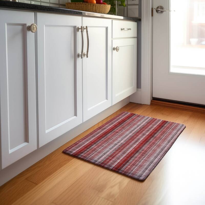 Premium Washable Super Soft Modern Stripes Mayfield Rug - Red - 1' 8" x 2' 6" - Rectangle