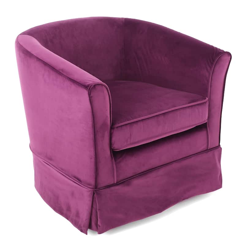 Roomfitters Upholstered Swivel Chair with Loose Skirted Cover, Cozy Modern Accent Seating for Home Spaces, Fuchsia