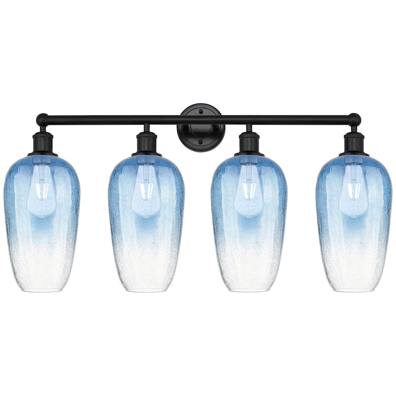 Innovations Lighting 616-4W-18-34 Brookhaven Flute Vanity Brookhaven - Matte Black / Sapphire Blue