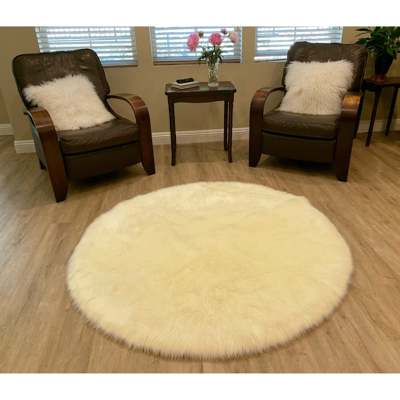 Legacy Home Faux Sheepskin Round Shag Area Rug
