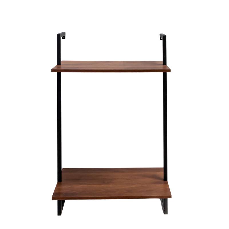 GDFStudio - Sara Industrial Wall-Mounted 3-Tier and 2-Tier Wood & Metal Floating Shelves