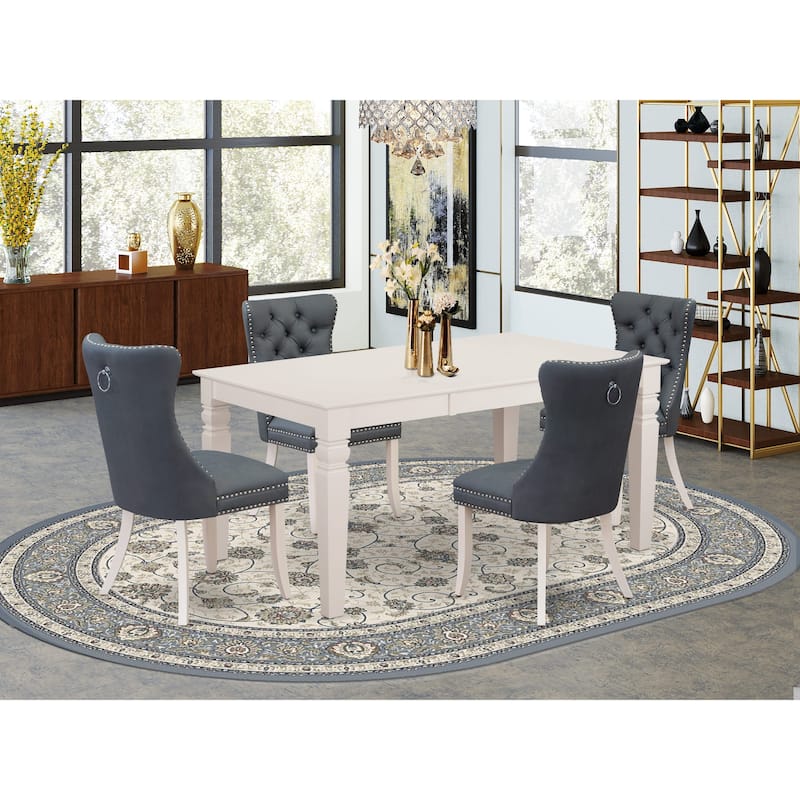 East West Furniture Dining Table Set Includes a Rectangle Kitchen Table and Chairs, Linen White (Pieces Options) - WEDA5-WHI-13
